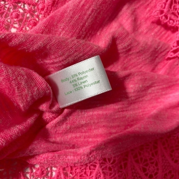 Decree Racerback Neon Pink Tank Top with Crochet Accents - Picture 9 of 10